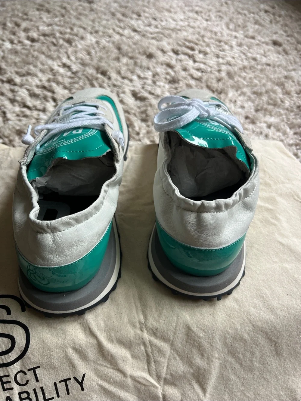 P448 White & Acqua Sneakers